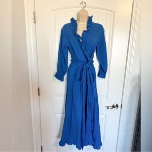 RHODE resort Jagger blue 100% cotton wrap dress size XS